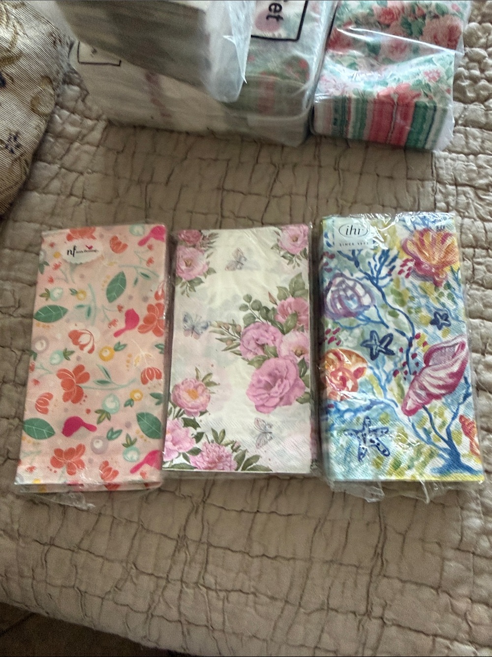 Paper napkins three different kinds